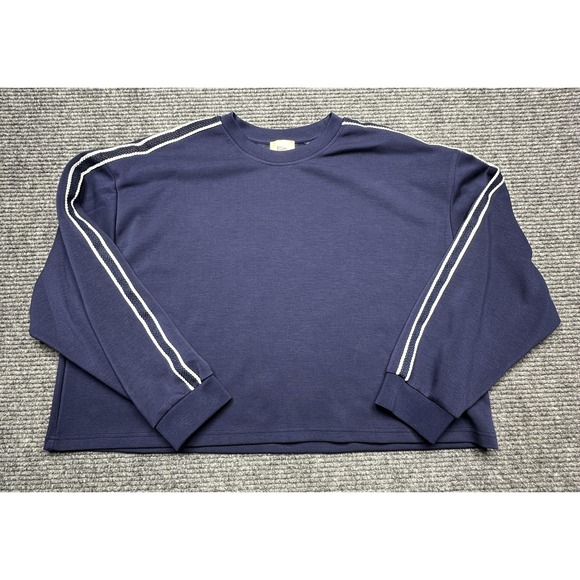 Elie Tahari Tops - Elie Tahari Sweatshirt Womens XL Navy Crewneck‎ Stripe Sleeve Pullover Stretch